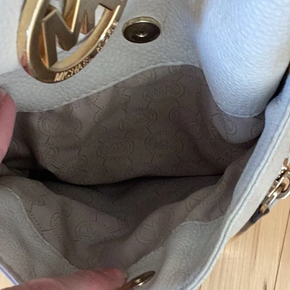 Michael Kors Layton Vanilla Genuine Leather Large Shoulder Tote Hobo Bag